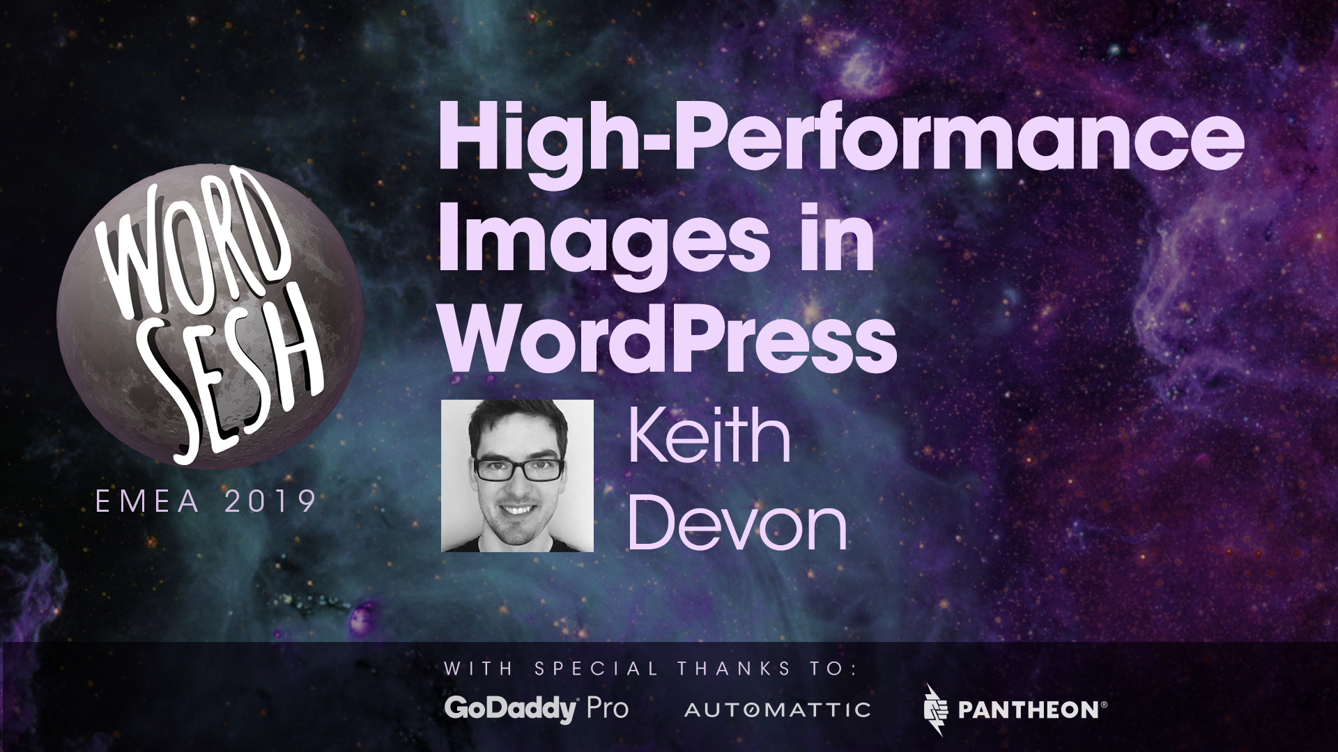 Title slide for "High-Performance Images in WordPress"