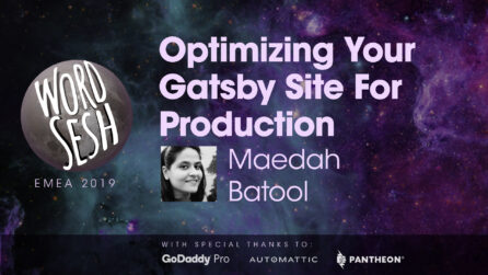 Title slide for "Optimizing Your Gatsby Site For Production"